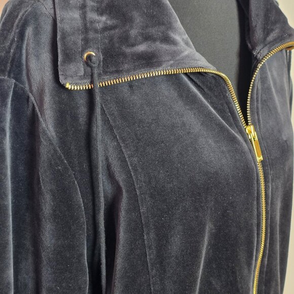 Jones New York Sport Velour Zip Hoodie Black Gold Zip XL - Picture 2 of 8